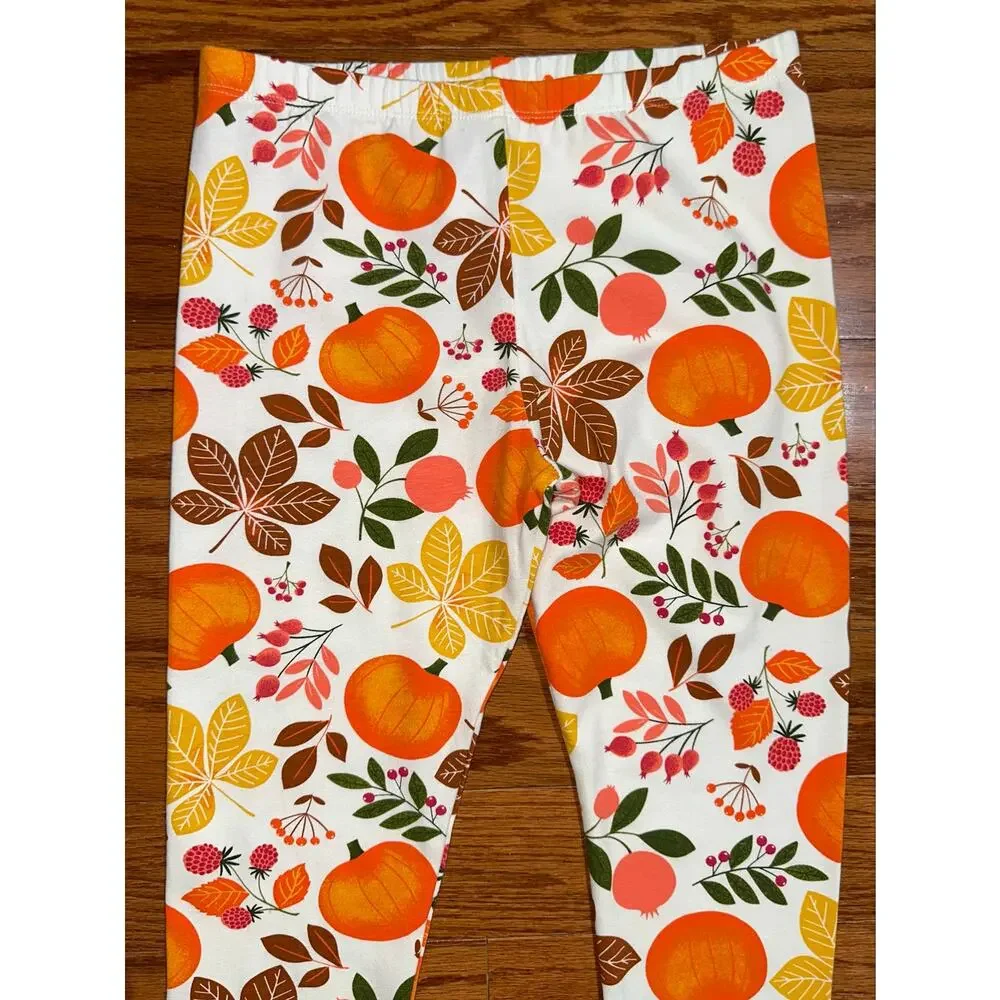 NWT Children's Place Girls Pumpkin Floral Fall Leggings Size L 10/12